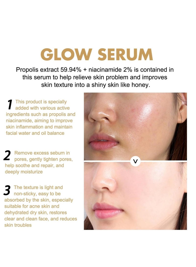  كانزير سيروم تضيء الوجه مع بروبوليس ونياسيناميد، سيروم عناية بالبشرة كوري لجميع أنواع البشرة، جوهر مرطب للبشرة الحساسة، للتجاعيد الدقيقة، لون البشرة غير المتساوي، عناية بالبشرة الكورية (30 مل) - Image 2