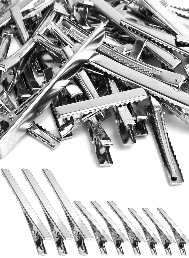 PHSZZ 70 Pcs Alligator Hair Clips, 3 Sizes Oversized Metal Silver Hair Bow Clips Single Prong Hairdressing Salon Hair Grip DIY Accessories Hairpins for Women Bows Making Crafts (3.9-2.2-1.8 inch) - Image 1