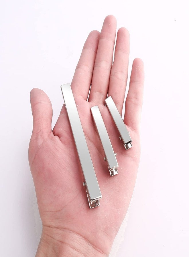 PHSZZ 70 Pcs Alligator Hair Clips, 3 Sizes Oversized Metal Silver Hair Bow Clips Single Prong Hairdressing Salon Hair Grip DIY Accessories Hairpins for Women Bows Making Crafts (3.9-2.2-1.8 inch) - Image 3