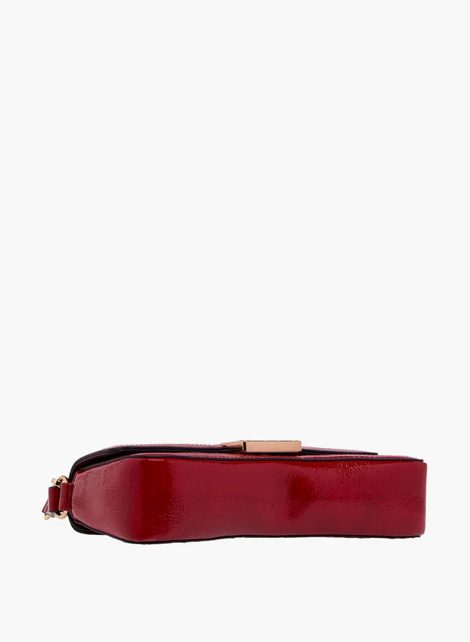 ELLE Monogram Embossed Shoulder Bag with Button Closure