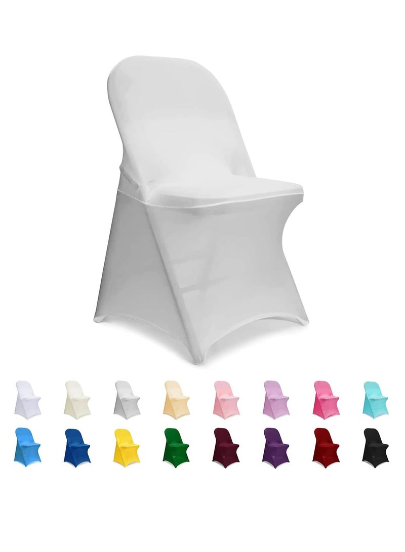 Meetion Folding Chair Covers, 6 PCS Spandex Chair Covers, Universal Fitted Chair Slipcovers for Wedding, Party, Banquet, Holidays, Celebration (White, 6 Pieces)  - Image 1
