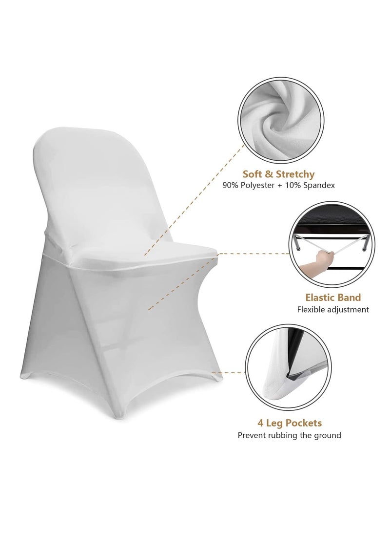 Meetion Folding Chair Covers, 6 PCS Spandex Chair Covers, Universal Fitted Chair Slipcovers for Wedding, Party, Banquet, Holidays, Celebration (White, 6 Pieces)  - Image 2