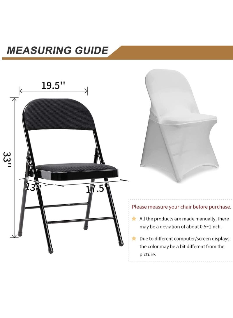 Meetion Folding Chair Covers, 6 PCS Spandex Chair Covers, Universal Fitted Chair Slipcovers for Wedding, Party, Banquet, Holidays, Celebration (White, 6 Pieces)  - Image 4