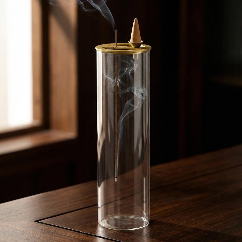 Ceremony Incense Holder, 2 in 1 Incense Burner for Sticks, Ash-Proof Glass Incense Burner for Meditation Yoga Spa Room Decor Ceremonial Incense Incense Incense Scent Holder, 2 in 1 - Image 3