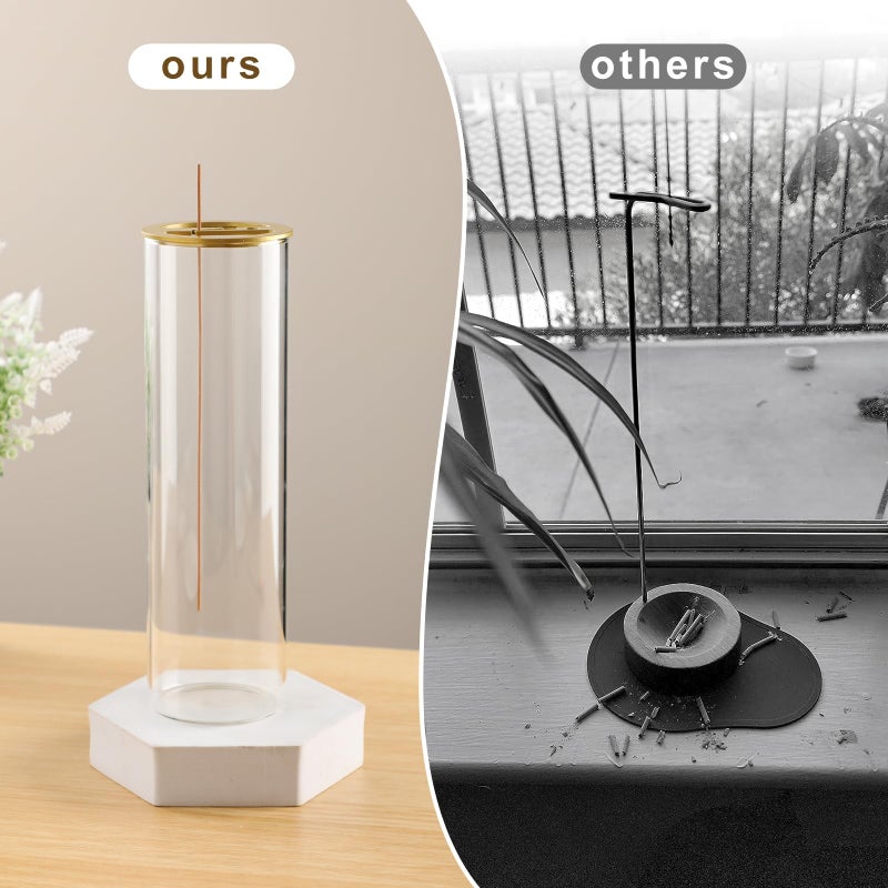 Ceremony Incense Holder, 2 in 1 Incense Burner for Sticks, Ash-Proof Glass Incense Burner for Meditation Yoga Spa Room Decor Ceremonial Incense Incense Incense Scent Holder, 2 in 1 - Image 4