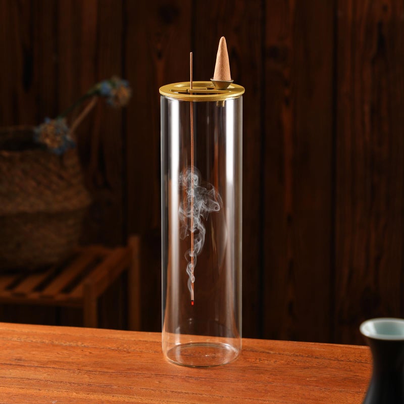 Ceremony Incense Holder, 2 in 1 Incense Burner for Sticks, Ash-Proof Glass Incense Burner for Meditation Yoga Spa Room Decor Ceremonial Incense Incense Incense Scent Holder, 2 in 1 - Image 1
