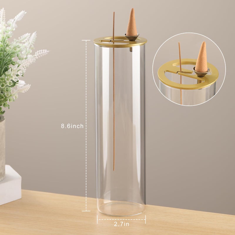 Ceremony Incense Holder, 2 in 1 Incense Burner for Sticks, Ash-Proof Glass Incense Burner for Meditation Yoga Spa Room Decor Ceremonial Incense Incense Incense Scent Holder, 2 in 1 - Image 2