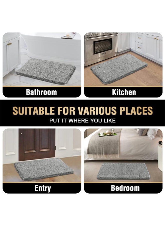 SHABILI Bath Mat Floor Mat Bathroom Rug Mat Bath Rug Mat Bath Carpet, Polyester Machine Washable Super Absorbent Clean Elastic Comfort Non-Slip Silicone Backing for Bathroom Tub Shower Toilet Door (Grey) - Image 3