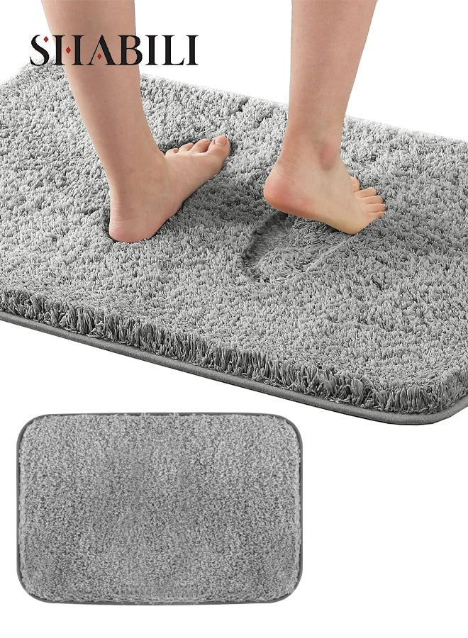 SHABILI Bath Mat Floor Mat Bathroom Rug Mat Bath Rug Mat Bath Carpet, Polyester Machine Washable Super Absorbent Clean Elastic Comfort Non-Slip Silicone Backing for Bathroom Tub Shower Toilet Door (Grey) - Image 1