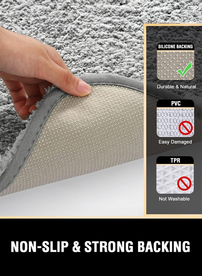 SHABILI Bath Mat Floor Mat Bathroom Rug Mat Bath Rug Mat Bath Carpet, Polyester Machine Washable Super Absorbent Clean Elastic Comfort Non-Slip Silicone Backing for Bathroom Tub Shower Toilet Door (Grey) - Image 4