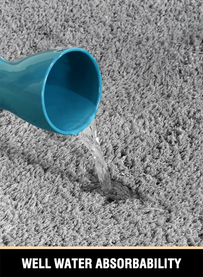 SHABILI Bath Mat Floor Mat Bathroom Rug Mat Bath Rug Mat Bath Carpet, Polyester Machine Washable Super Absorbent Clean Elastic Comfort Non-Slip Silicone Backing for Bathroom Tub Shower Toilet Door (Grey) - Image 5