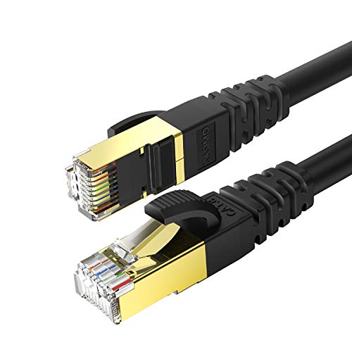 KASIMO CAT 8 Ethernet Cable 15 FT 2Pack, CAT8 Network Internet Ethernet LAN Cable, High Speed 26AWG 40Gbps SFTP LAN Wire Internet Patch Cable with RJ45 Connector for Switch/Router (Black, 15FT 2 Pack) - Image 1