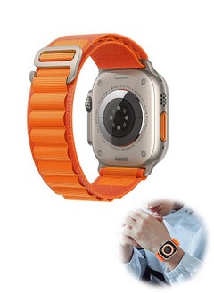 Generic Alpine Loop Nylon Bands for Apple Watch Band 42mm 44mm 45mm 49mm, Adjustable Metal G-Hook Braided Strap, for iWatch Ultra SE 8/7/6/5/4/3/2/1 Series (Orange)  - Image 1