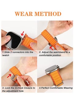 Generic Alpine Loop Nylon Bands for Apple Watch Band 42mm 44mm 45mm 49mm, Adjustable Metal G-Hook Braided Strap, for iWatch Ultra SE 8/7/6/5/4/3/2/1 Series (Orange)  - Image 3
