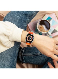 Generic Alpine Loop Nylon Bands for Apple Watch Band 42mm 44mm 45mm 49mm, Adjustable Metal G-Hook Braided Strap, for iWatch Ultra SE 8/7/6/5/4/3/2/1 Series (Orange)  - Image 4