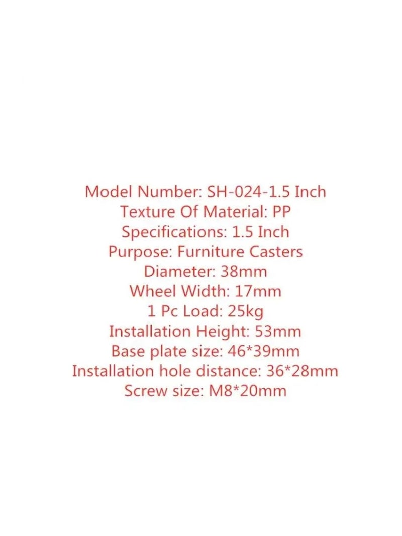 1 5 Inch Orange Furniture Casters Mute Wheels For Display Cabinet Speaker 4Pcs - Image 4