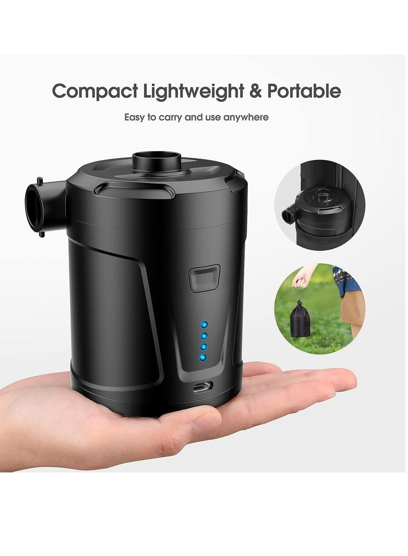 عام مضخة هواء كهربائية ، مضخة هواء محمولة 5200mAh مع وظيفة التضخم / الانكماش السريع ، مضخة كهربائية قابلة للشحن بثلاث فوهات ، مناسبة لأحواض الأطفال ، حمامات السباحة ، مراتب الهواء ، قوارب قابلة للنفخ (أسود) - Image 2