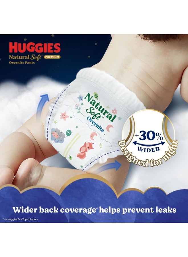 Huggies Natural Soft Overnite Diaper Pants| Premium Pant Style Baby Diapers Medium Size (M Size | 7-12 Kgs), 42 count| Keeps baby dry all night with cloud softness all over - Image 3