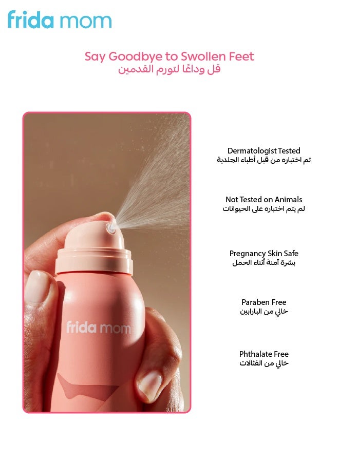 Frida Mom Pregnancy Leg + Foot Swell Spray | 3.4 oz | Cooling Relief for Achy Legs & Swollen Feet | Made in USA | Pregnancy-Safe Ingredients | Vitamin E & Squalene | 360° Spray - Image 4