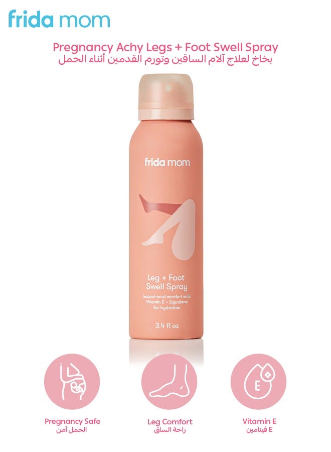 Frida Mom Pregnancy Leg + Foot Swell Spray | 3.4 oz | Cooling Relief for Achy Legs & Swollen Feet | Made in USA | Pregnancy-Safe Ingredients | Vitamin E & Squalene | 360° Spray - Image 1
