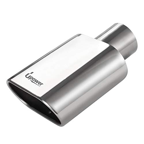 Upower Square Exhaust Tip 2.5" Inlet 3" x 5.5" Outlet 9" Long Chrome Stainless Steel Polished Diesel Pipe Weld-On - Image 1
