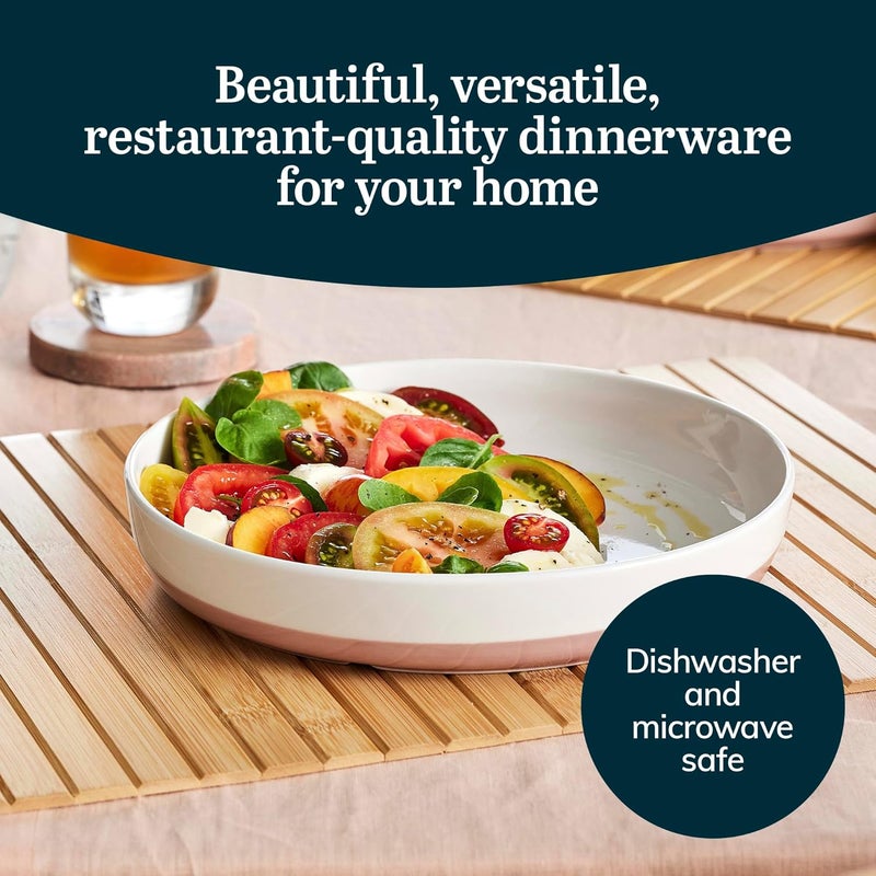 Libbey Austin Himalayan Pink Porcelain Dinner Plates Coupe Style Pink Dinner Plates Set of 4 Stackable Ceramic Plates Set for Holidays Daily Use - Image 2