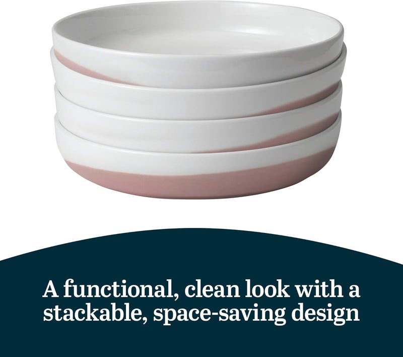 Libbey Austin Himalayan Pink Porcelain Dinner Plates Coupe Style Pink Dinner Plates Set of 4 Stackable Ceramic Plates Set for Holidays Daily Use - Image 5