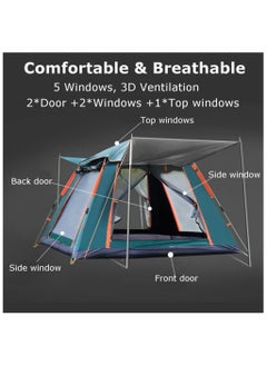 Generic Camping Tent - Family 4-6 Person Easy Setup with Pop-Up Carry Bag Waterproof Windproof for Camping Hiking Mountaineering Dark Blue Aluminum  - Image 4