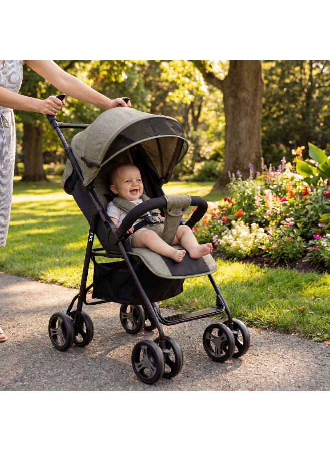 FLICK عربة أطفال فليك خفيفة الوزن مع مظلة قابلة للتعديل وحزام أمان خماسي النقاط وسلة تخزين - سترولر سفر عملي مريح للرضع والأطفال - Image 2