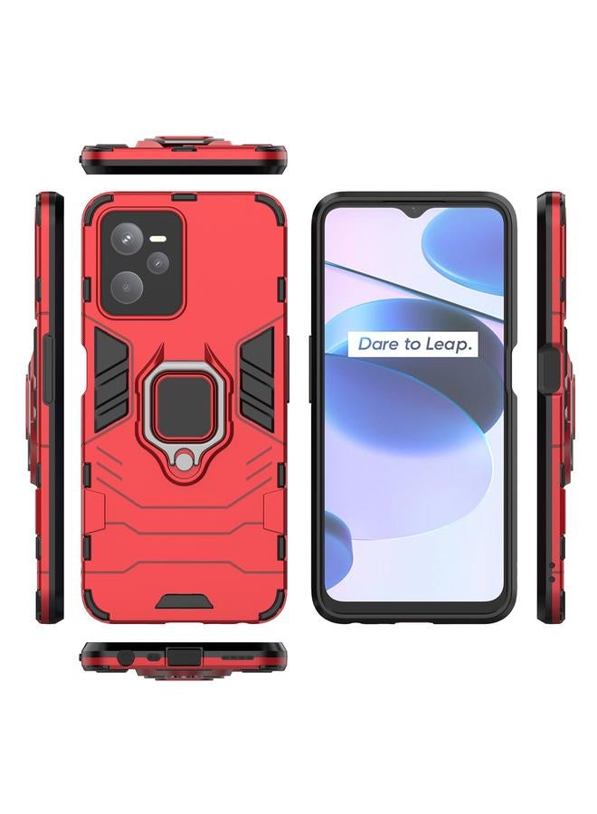 اس-توب جراب Realme C35 مقاوم للصدمات من البولي كربونات + جراب هاتف واقٍ من مادة TPU مع حامل حلقي مغناطيسي - Image 2