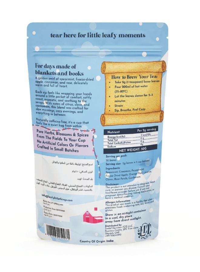 LEAFY LITTLE THINGS Cozy Leaf Herbal Loose Tea | Caffeine-Free Calming Relaxation Tea with Sweet & Spiced Notes | 0 Calories | Loose Leaves 100g - Image 2
