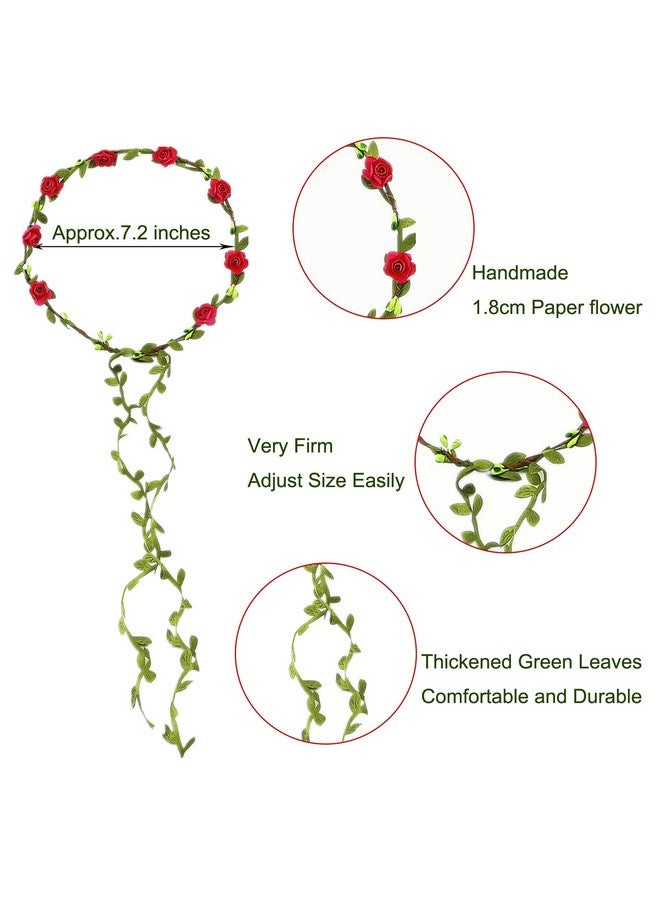 HOPEANT HOPEANT 10 PCS Flowers Crown Floral Garland Headband Rose Flower Wreath For Travel And Wedding Festivals  - Image 2