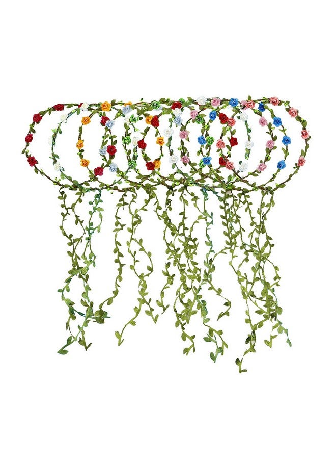 HOPEANT HOPEANT 10 PCS Flowers Crown Floral Garland Headband Rose Flower Wreath For Travel And Wedding Festivals  - Image 1