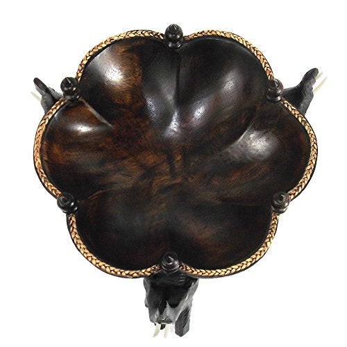 AeraVida Triumphant Elephants Carved Rain Tree Wooden Bowl | Handmade Rustic Decorative Bowl for Serving Snacks, Fruits, and Home Decor | Eco-Friendly Nature-Inspired Centerpiece (Style3) - Image 3