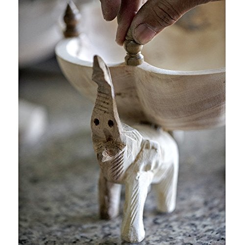 AeraVida Triumphant Elephants Carved Rain Tree Wooden Bowl | Handmade Rustic Decorative Bowl for Serving Snacks, Fruits, and Home Decor | Eco-Friendly Nature-Inspired Centerpiece (Style3) - Image 4