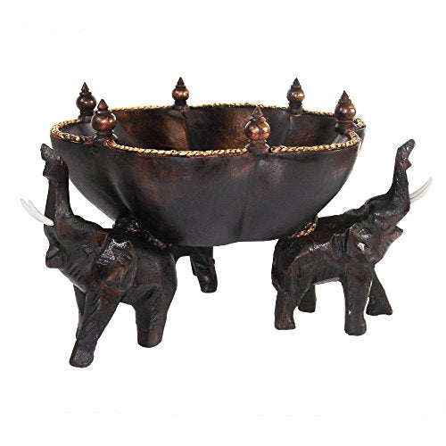 AeraVida Triumphant Elephants Carved Rain Tree Wooden Bowl | Handmade Rustic Decorative Bowl for Serving Snacks, Fruits, and Home Decor | Eco-Friendly Nature-Inspired Centerpiece (Style3) - Image 1