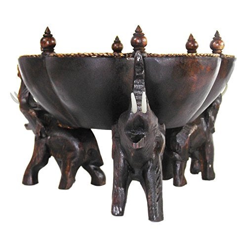 AeraVida Triumphant Elephants Carved Rain Tree Wooden Bowl | Handmade Rustic Decorative Bowl for Serving Snacks, Fruits, and Home Decor | Eco-Friendly Nature-Inspired Centerpiece (Style3) - Image 2