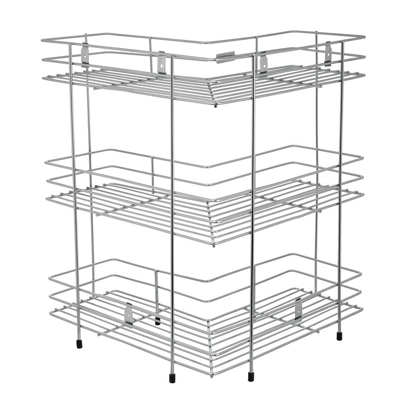 Tinbell Stainless Steel 3 Layer L Shape Corner Stand Stainless Steel L Corner for Multipurpose Storage Rack for Kitchen Bathroom 3 Layer - Image 5