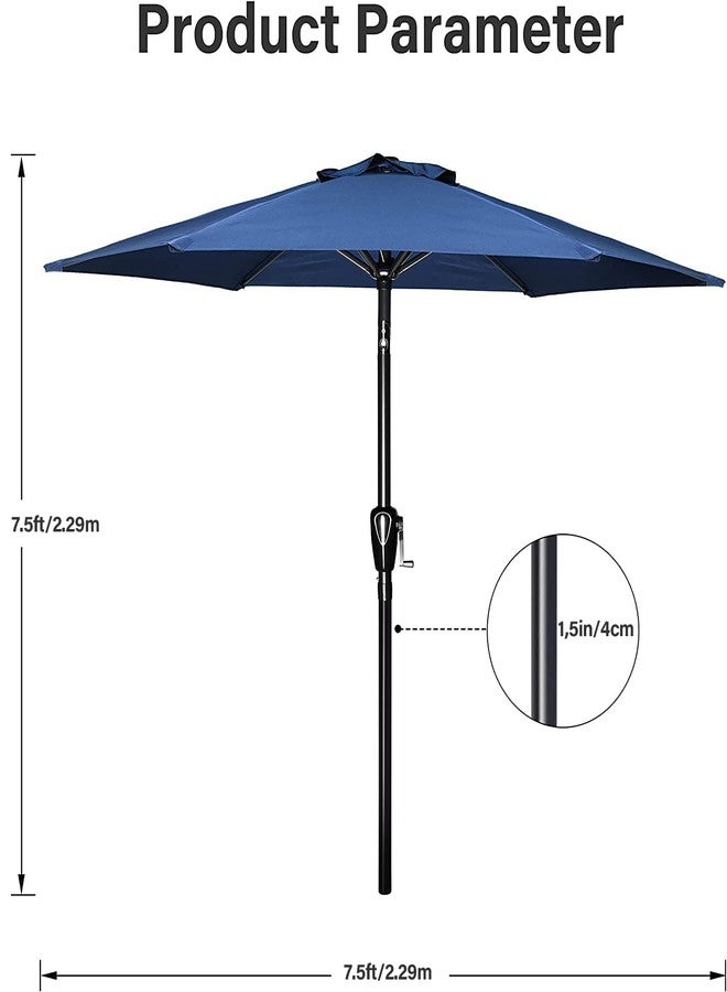 Simple Deluxe 7.5' Patio Outdoor Table Market Yard Umbrella with Push Button Tilt/Crank, 6 Sturdy Ribs for Garden, Deck, Backyard, Pool, 7.5ft, Blue - Image 5