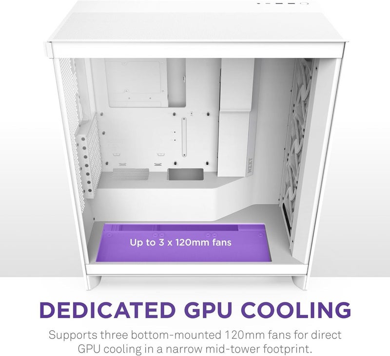NZXT H7 Flow 2024 - Mid-Tower ATX Airflow Case with 3 Pre-Installed 120mm Fans - White - Image 2