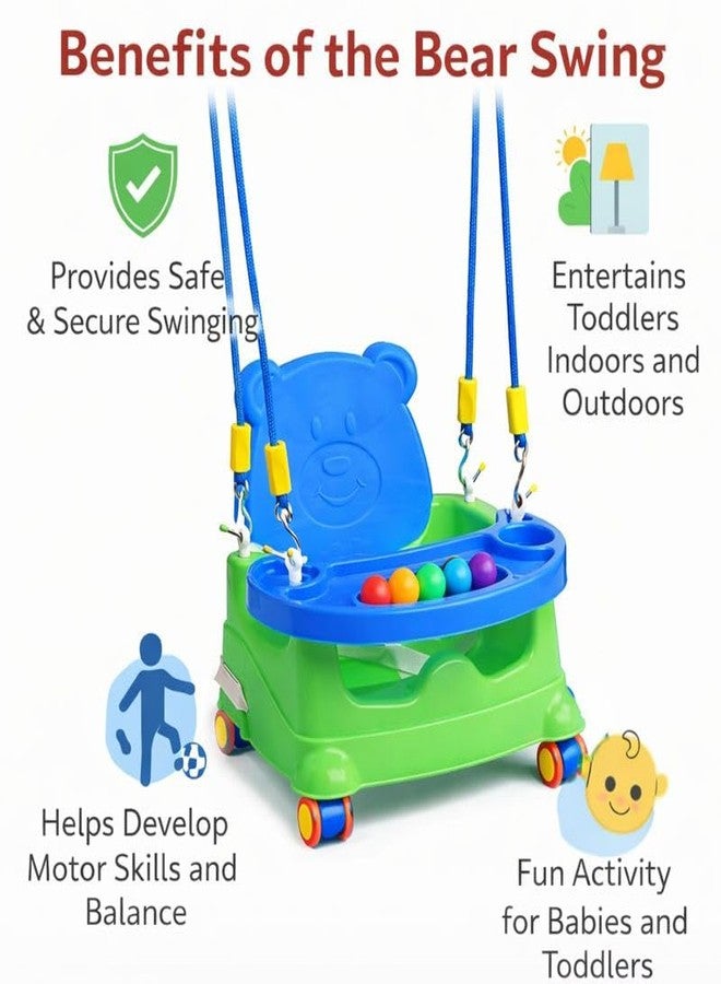 Braintastic مقعد داعم للأطفال من برينتاستيك، يُستخدم أيضًا كأرجوحة معلقة | كرسي طعام للأطفال الصغار 2 في 1 مع صينية وحبل وعجلات | مقعد بلاستيكي للأطفال الرضع من 6 أشهر إلى 3 سنوات (أخضر) - Image 5