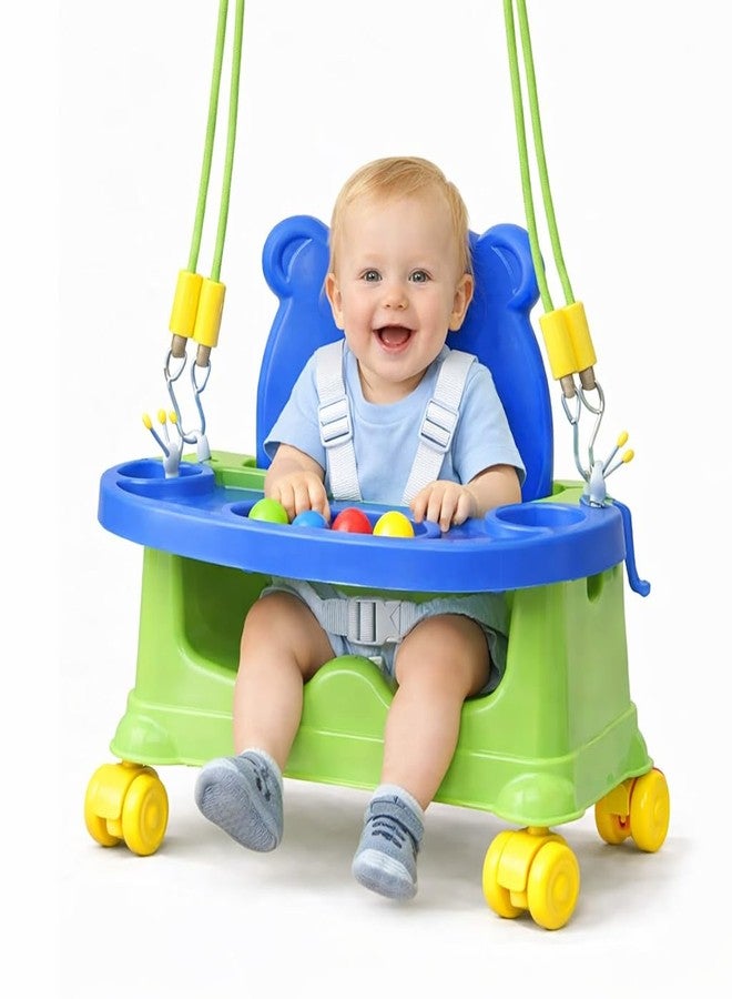 Braintastic مقعد داعم للأطفال من برينتاستيك، يُستخدم أيضًا كأرجوحة معلقة | كرسي طعام للأطفال الصغار 2 في 1 مع صينية وحبل وعجلات | مقعد بلاستيكي للأطفال الرضع من 6 أشهر إلى 3 سنوات (أخضر) - Image 1
