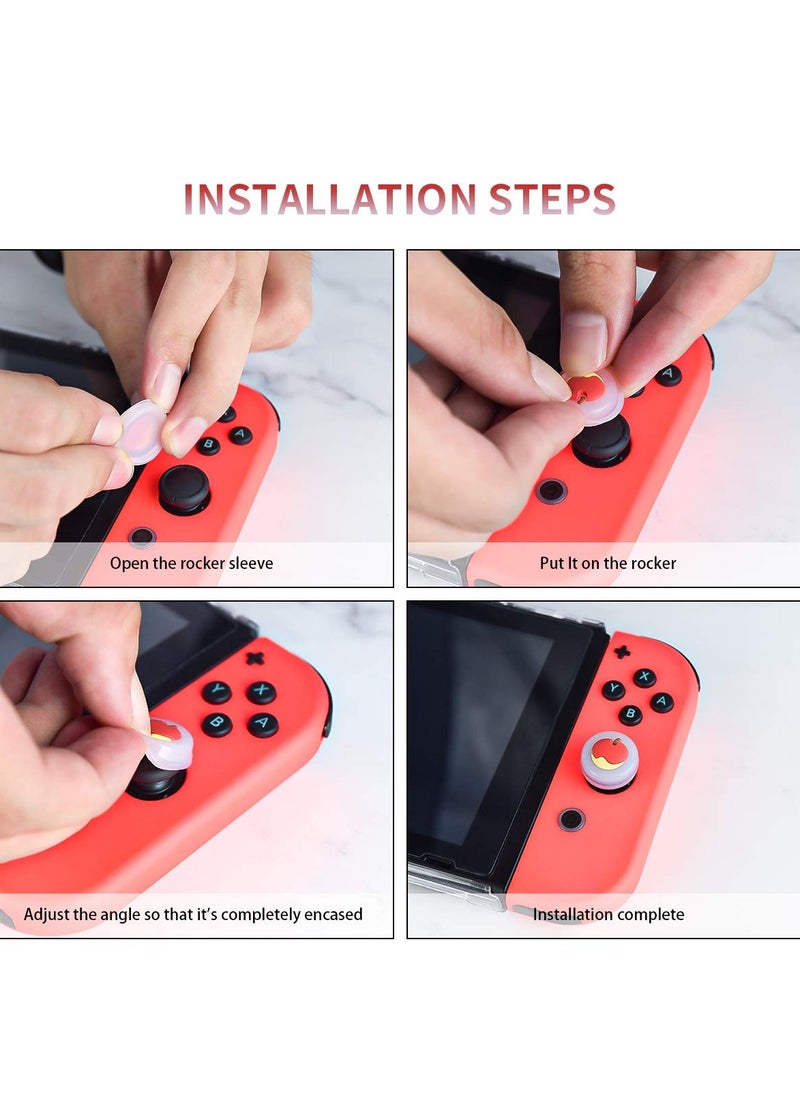 Generic - Thumb Grips Set, 4 PCS Thumbsticks Cover Silicone Joystick Caps for Switch/Switch Lite, KASTWAVE Cute Fruit Pattern Analog Stick Caps for Joy-Con Controller, Pink Peach and Apple - Image 1