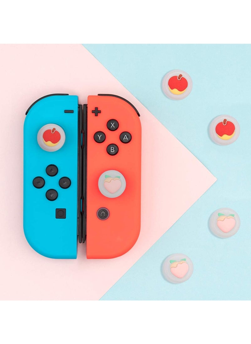 Generic - Thumb Grips Set, 4 PCS Thumbsticks Cover Silicone Joystick Caps for Switch/Switch Lite, KASTWAVE Cute Fruit Pattern Analog Stick Caps for Joy-Con Controller, Pink Peach and Apple - Image 1