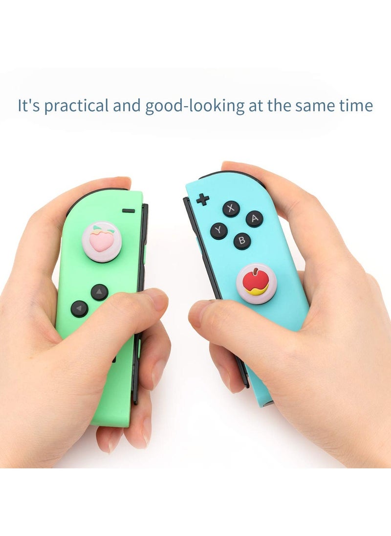 Generic - Thumb Grips Set, 4 PCS Thumbsticks Cover Silicone Joystick Caps for Switch/Switch Lite, KASTWAVE Cute Fruit Pattern Analog Stick Caps for Joy-Con Controller, Pink Peach and Apple - Image 1