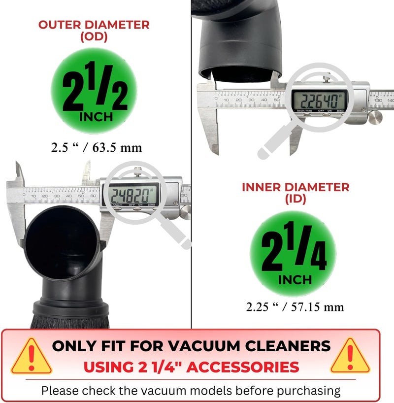 GHAMADE Vacuum Accessories & Attachments for Shop Vac 2-1/2'' - Vacuum Dust Brush & Extension Wand Compatible with Vacuums Using 2-1/4'' Inner Diameter Accessories (Horsehair, 2-1/4'') - Image 2
