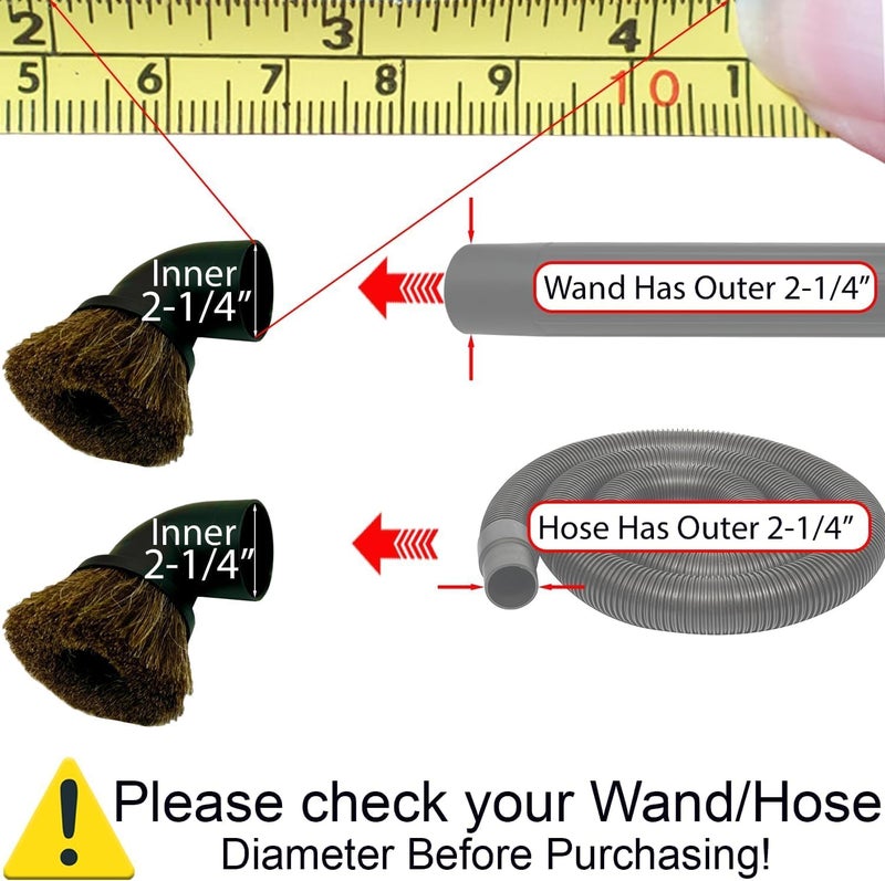 GHAMADE Vacuum Accessories & Attachments for Shop Vac 2-1/2'' - Vacuum Dust Brush & Extension Wand Compatible with Vacuums Using 2-1/4'' Inner Diameter Accessories (Horsehair, 2-1/4'') - Image 5
