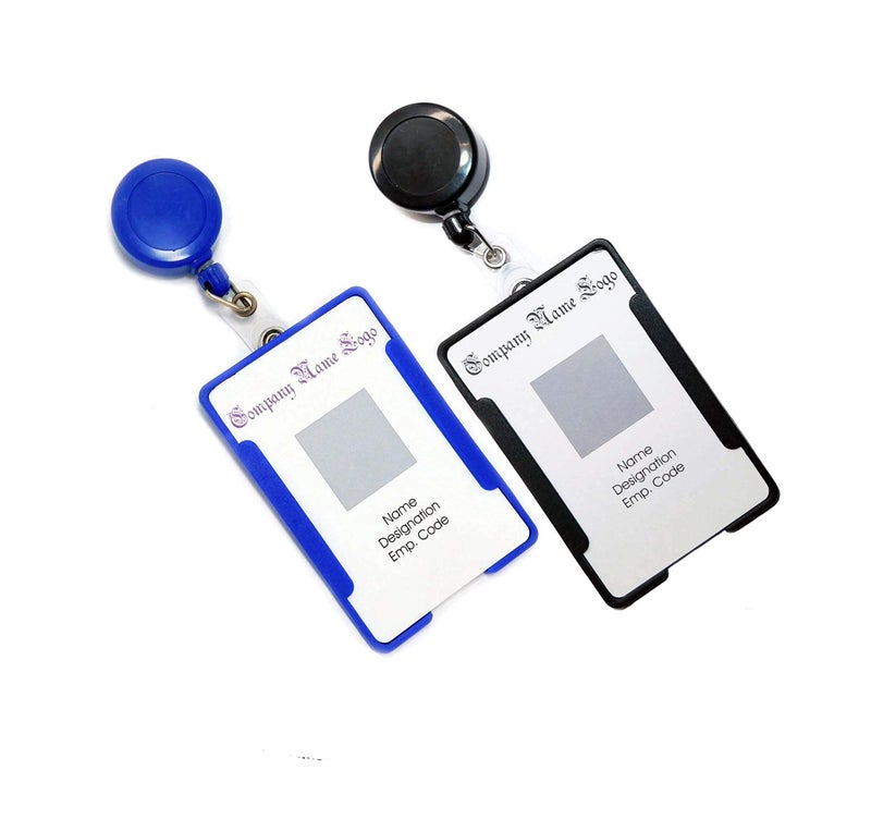 NSSP Combo Pack of ID Card Holder with Retractable Reel yoyo Combo(Blue and Black) Pack of 25 - Image 1
