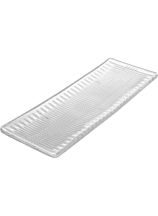 Alsaif Glass Serving Plate Striped Rectangle 41 X 15 X 3.6 Cm Clear - Image 2