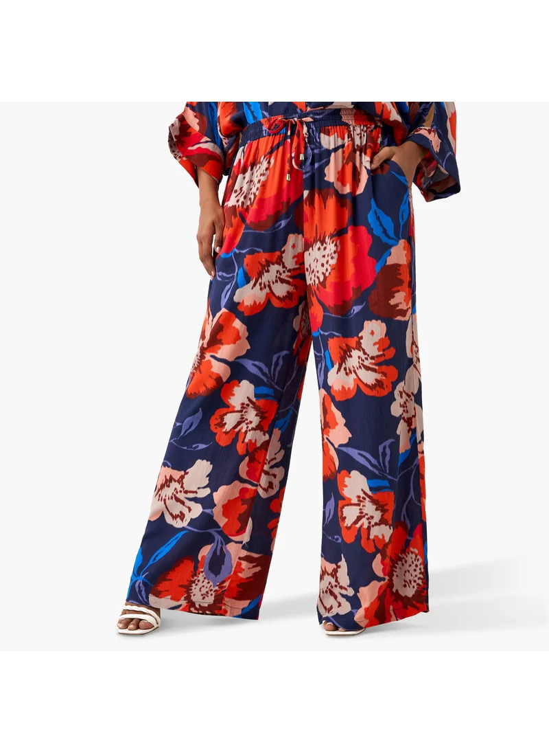  أولا بوبكن Plus Size Ulla Popken Floral Print Wide Leg Pants